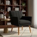 Ver imagem 1 de Poltrona Decorativa Elegante Cecília Recepção Escritório Sala de Estar Suede Preto