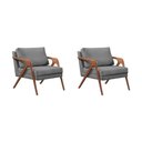 Ver imagem 1 de Kit 2 Poltronas Decorativa Mona Luxo Veludo Cinza Base Madeira Maciça