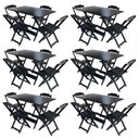 Ver imagem 1 de Kit 6 Jogos De Mesa Com 4 Cadeiras De Madeira Dobravel 120X70 - Preto - Preto