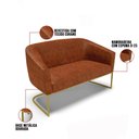 Ver imagem 3 de Sofá Namoradeira e Poltrona Base Industrial Dourado Stella Corano D03 - D'Rossi Cor Nozes