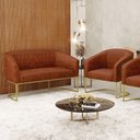 Ver imagem 7 de Sofá Namoradeira e Poltrona Base Industrial Dourado Stella Corano D03 - D'Rossi Cor Nozes