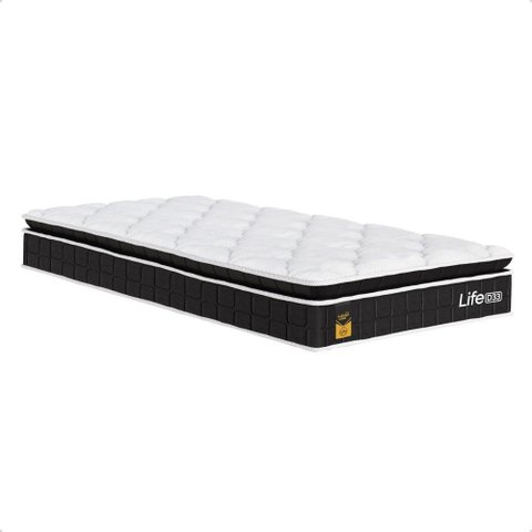 Colchão Solteiro Life D33 Pillow Top Preto 17x88x188cm- e-Shop Casa