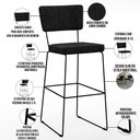 Ver imagem 4 de Kit 02 Banquetas Alta para Cozinha Sala de Jantar Base Aço Fixa Allana L02 Linho Chumbo - Lyam