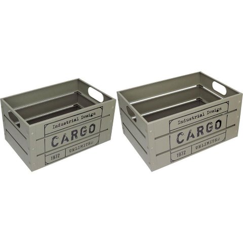 Jogo 2 Caixa Organizadora Decorativa Home&co Metal Cinza