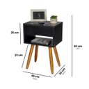 Ver imagem 2 de Mesa Cabeceira Retrô 40cm Preto Pés Palito Gaveta e Nicho