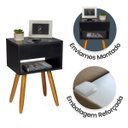 Ver imagem 4 de Mesa Cabeceira Retrô 40cm Preto Pés Palito Gaveta e Nicho