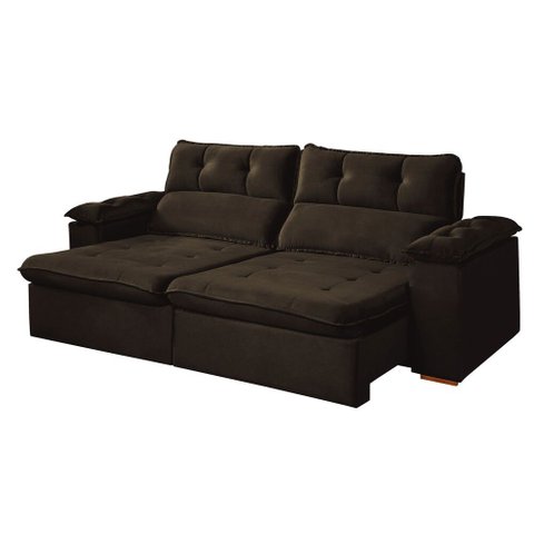 Sofa Retratil e Reclinavel Toronto 250cm Kc Rei de Casa Veludo Marrom