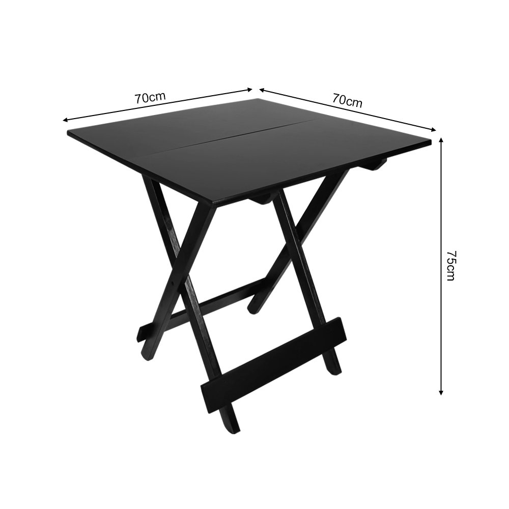 Mesa Dobrável de Madeira com 4 Cadeiras 70x70 - Preto - 4