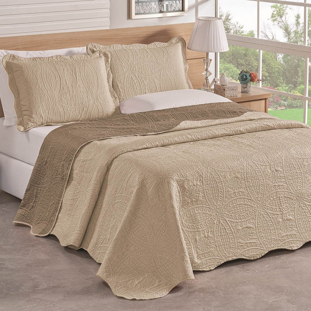 Colcha Bouti Lisa Casal Padrão 3 Peças Matelado Ultrassonic Dupla