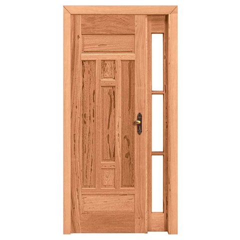Kit Porta de Madeira Maciça PE27 Vidro Lateral de Cedro Arana Esel 213AX130L Lado Esquerdo