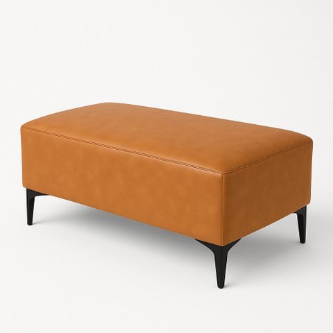 Banqueta Vegas Puff para Sala Quarto Closet Courino Whisky