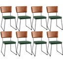 Ver imagem 1 de Kit 08 Cadeiras Decorativas Sala Jantar Allana L02 Couríssimo Camel Facto Verde Musgo - Lyam Decor
