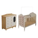 Ver imagem 2 de Quarto Bebê com Cômoda e Berço 3 em 1 com Capitonê MDF Maya Provençal Yescasa Bege/Amendoa/Off White