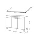 Ver imagem 4 de Balcão Gabinete Para Pia 120cm 3 Portas Com Tampo Manu Cinza - AJL Móveis