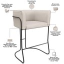 Ver imagem 7 de Kit 02 Banquetas Baixa Base de Aço Preto Betina D02 Linho Cru D-461- Lyam Decor