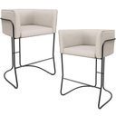 Ver imagem 1 de Kit 02 Banquetas Baixa Base de Aço Preto Betina D02 Linho Cru D-461- Lyam Decor