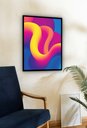 Ver imagem 1 de Quadro Decorativo Abstrato Ondulações Amarelo - 70x50cm:moldura Preta