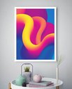 Ver imagem 2 de Quadro Decorativo Abstrato Ondulações Amarelo - 70x50cm:moldura Preta