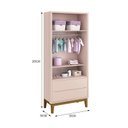 Ver imagem 3 de Dormitório Infantil Classic 2 Portas, Cômoda, Berço Rosa com Pés Amadeirado e Colchão D18 - Reller M