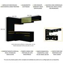 Ver imagem 4 de Armário de Cozinha Completa de Canto com Rodapé Veneza Multimóveis V2087 Preto/Dourado