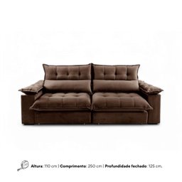Sofá Retrátil e Reclinável Molas Ensacadas 2,50m Orquídea Vivaro Decor Suede Marrom - 8