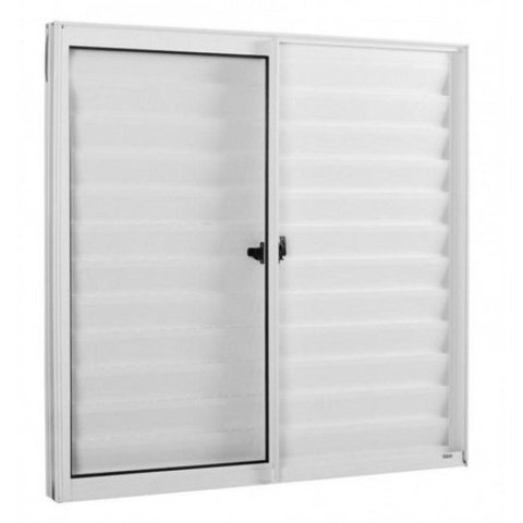 Janela de Correr Alumínio Branco 03 Folhas Veneziana Classic - 100x100