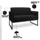 Ver imagem 3 de Kit Namoradeira e 2 Poltronas Decorativas Base Industrial Preta Maressa A79 Linho Preto - Ibiza