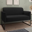 Ver imagem 2 de Kit Namoradeira e 2 Poltronas Decorativas Base Industrial Preta Maressa A79 Linho Preto - Ibiza