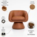 Ver imagem 2 de Poltrona Orgânica Giratoria Redonda Sala Venus Confortável Elegante Sapatas Plásticas Courino Carame