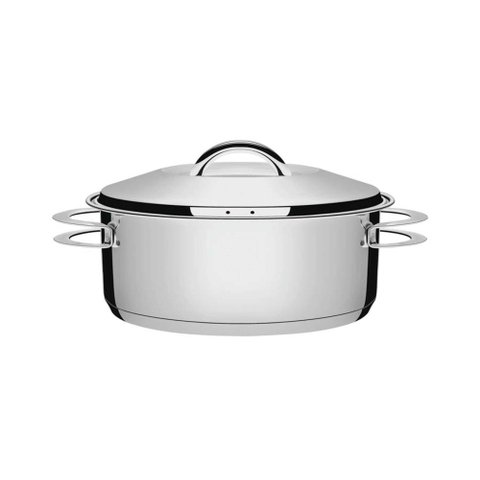 Caçarola Tramontina Solar Rasa em Aço Inox Fundo Triplo com Tampa e Alças 24 Cm 4,7 L Tramontina