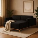 Ver imagem 2 de Sofá com Chaise Cocie 3 Lugares Retrátil 230cm Preto Linho Sofá Home