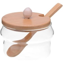 Açucareiro de Vidro Borossilicato com Tampa e Colher de Bambu Mimo Style - 2