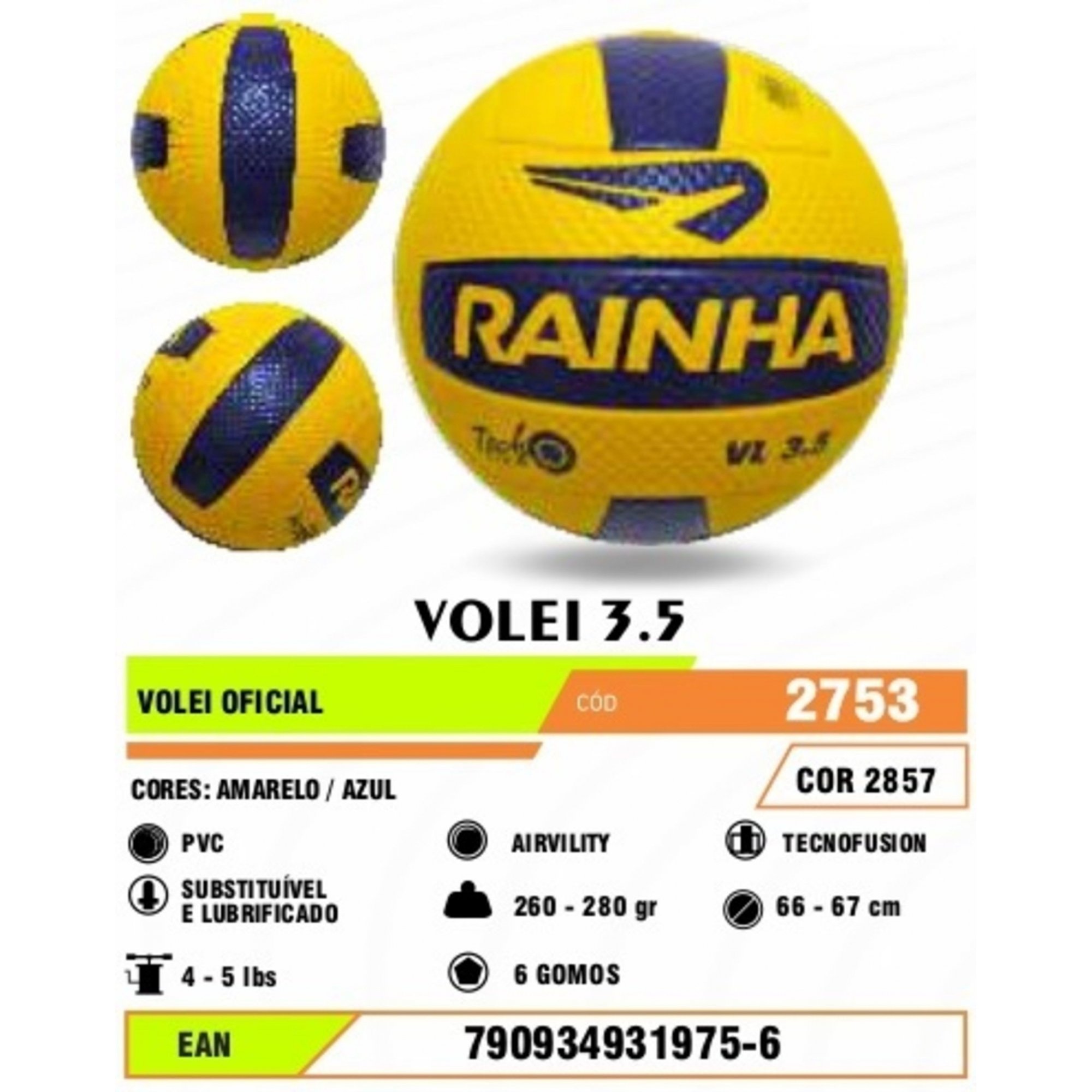 Bola de Vôlei VL 3.5 Esporte VoleiBol Rainha Original NF Bola Vôlei 3.5 - 8