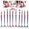 Pincel Sereia Kit 10 Peças Iluminador Corretivo Sombra Delineador Maquiagem Make Up - 1