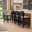 Ver imagem 2 de Banqueta Baixa Bar Cozinha Sala Jantar Fixa Betta L02 Preto Linho Bege - Lyam Decor Banqueta Baixa B