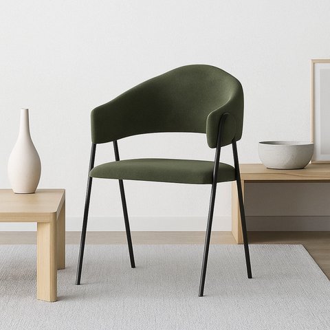 Cadeira Poltrona para Sala Estofada Verde/Oliva/Preto