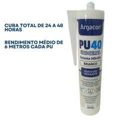 Selante Pu40 Hibrido Vedante Branco Uso Geral (400g) Argacon - 3