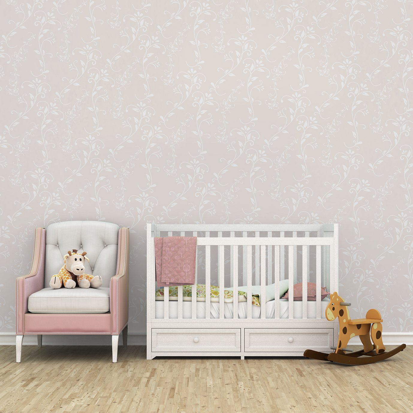 Papel de parede rosa infantil menina quarto de bebê M² PP104 - 4