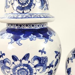 Pote Potiche Azul e Branco 46/37cm Porcelana Decoração 2pc - 3