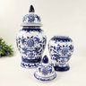 Pote Potiche Azul e Branco 46/37cm Porcelana Decoração 2pc - 5