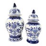 Pote Potiche Azul e Branco 46/37cm Porcelana Decoração 2pc - 1