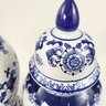 Pote Potiche Azul e Branco 46/37cm Porcelana Decoração 2pc - 4