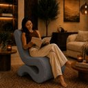 Ver imagem 2 de Poltrona Decorativa Marina Suede Design Orgânico Moderno