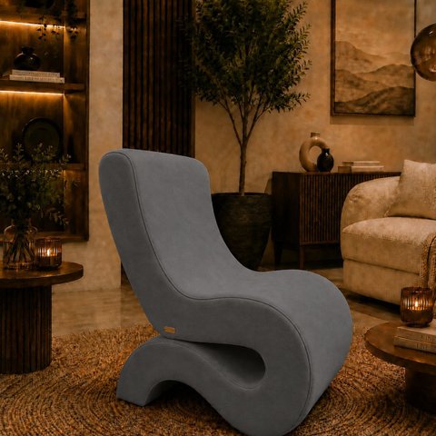 Poltrona Decorativa Marina Suede Design Orgânico Moderno