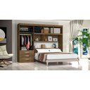 Ver imagem 3 de Kit 2x1 Guarda-Roupa Roupeiro De Casal Marrom com Branco + Cabeceira com Baú Interno Espaçoso Luxo C