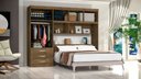 Ver imagem 3 de Kit 2x1 Guarda-Roupa Roupeiro De Casal Marrom com Branco + Cabeceira com Baú Interno Espaçoso Luxo C