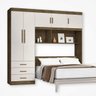 Kit 2x1 Guarda-Roupa Roupeiro De Casal Marrom com Branco + Cabeceira com Baú Interno Espaçoso Luxo C - 2
