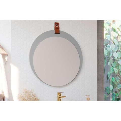 Espelheira de Banheiro Lua Parede Oval 60x60cm Cimento - Mgm