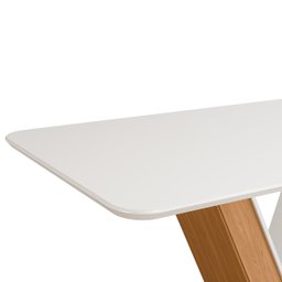 Mesa de Jantar Retangular Tampo Chanfrado Curvo Rute DJ Móveis Carvalho Nobre/Off White - 3