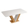 Mesa de Jantar Retangular Tampo Chanfrado Curvo Rute DJ Móveis Carvalho Nobre/Off White - 1